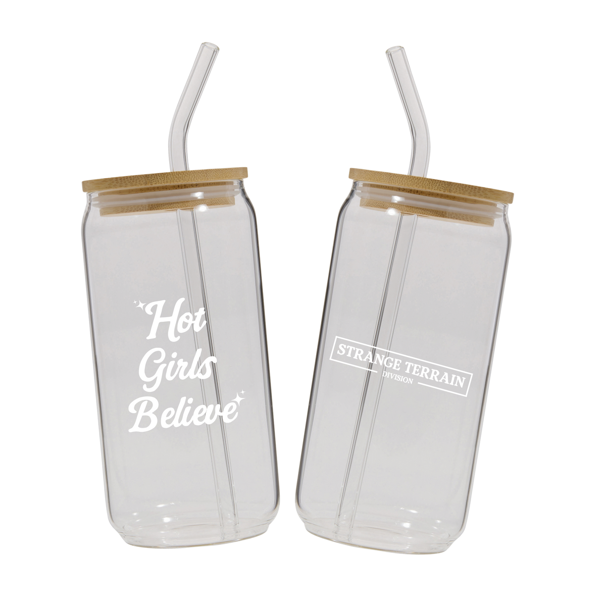Strange Terrain “Hot Girls Believe” Glass Cup